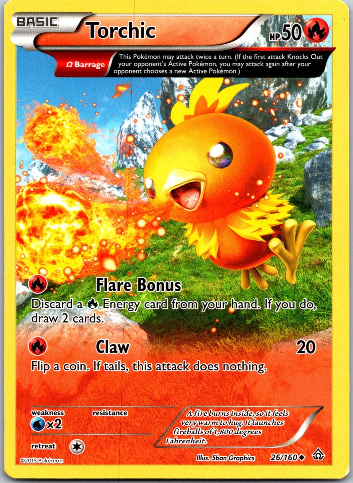 Torchic (Omega) XY - Primal Clash #26/160 Pokemon Uncommon LP