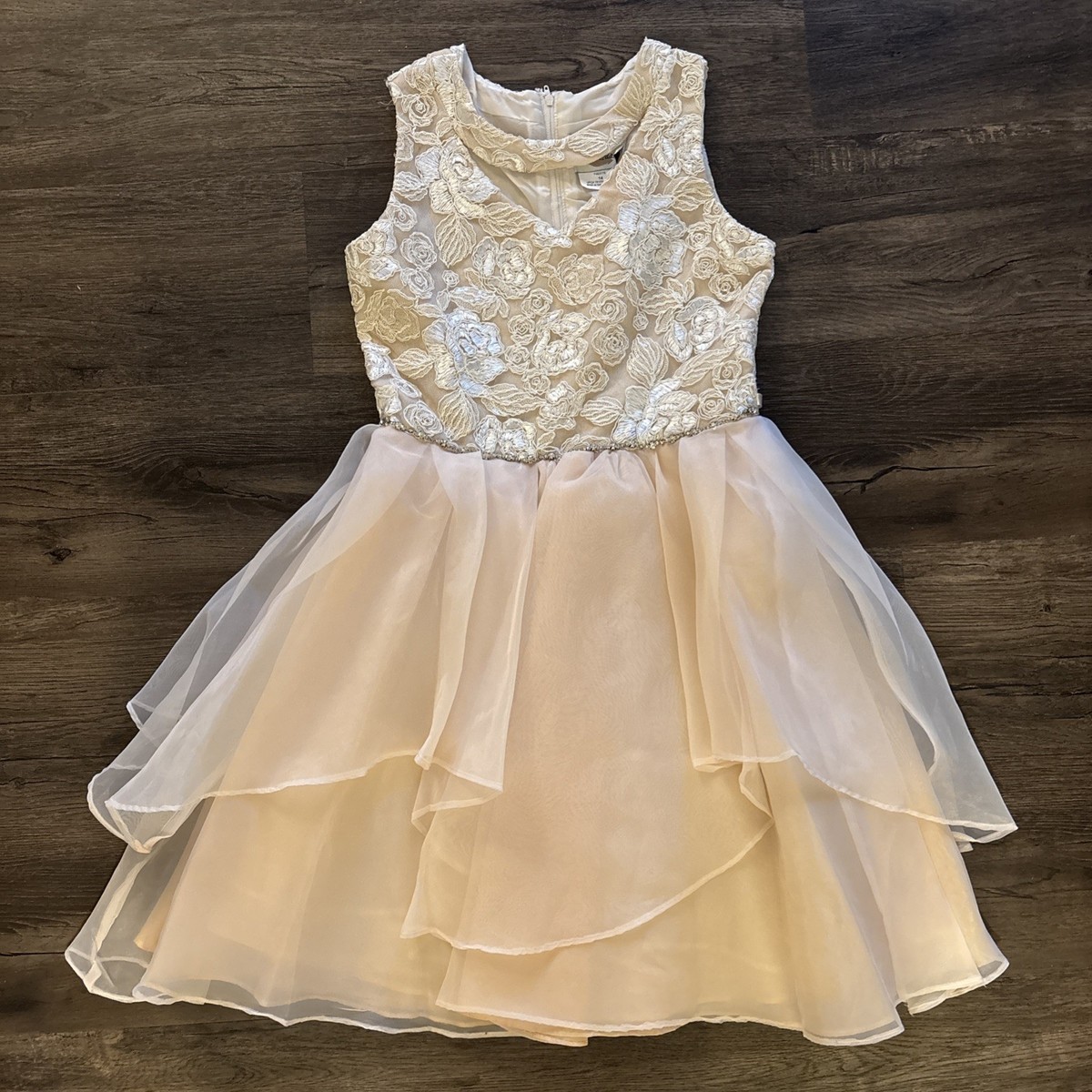 rare editions floral embroidered dress Rare Editions Big Girls Sleeveless Floral Embroidered Appliqued  Fit-And-Flare Dress