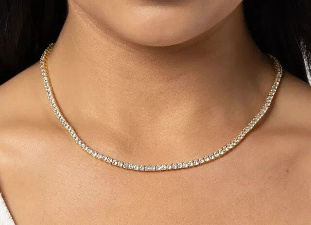Best Discount! Lab Grown Diamond Necklace For Gift Girlfriend 10K Yellow Gold