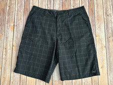 O  Neill Men  s Shorts Beach Walk Hybrid Plaid Dark Gray Black Size 36