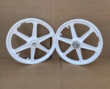 20 Bicycle Plastic White Mag Wheels Set Front Back Gt Dyno Old School Rims Bmx