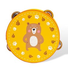 Tambourines Musical Instrument for Kids and Adults, 6 inch Wooden Hand Yellow