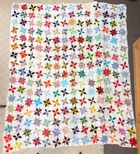 Vintage 8 pt star hand stitched quilt top 1960-1970