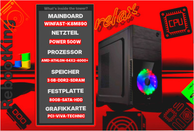 Retro-PC mit dem Winfast K8M890-Mainboard und einem AMD Athlon 64 X2 Dualcore 4