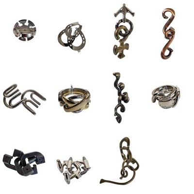 Hanayama Puzzles lot of 11 Cast Metal Puzzles - Multiple Difficulty Levels