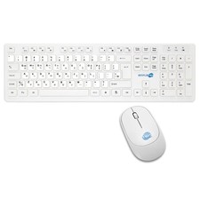 Wireless Mouse And Keyboard Kit With Korean Layout KR QWERTY White M&K
