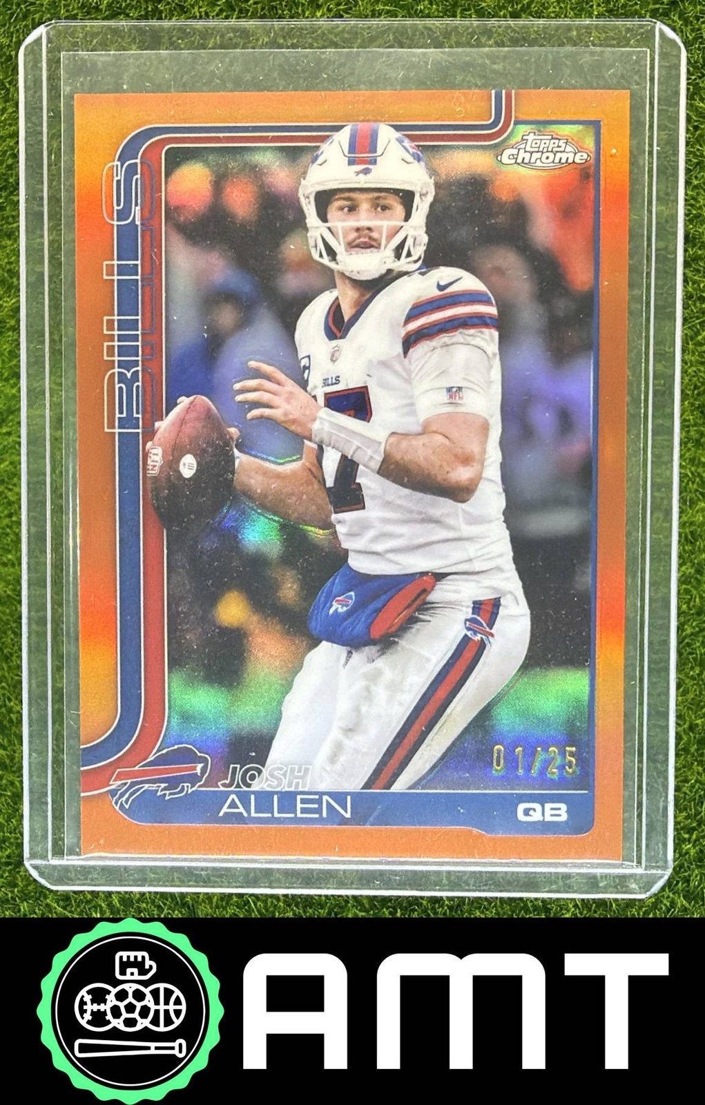 Josh Allen 2025 Topps Chrome Orange Refractor 1/25 Buffalo Bills #34