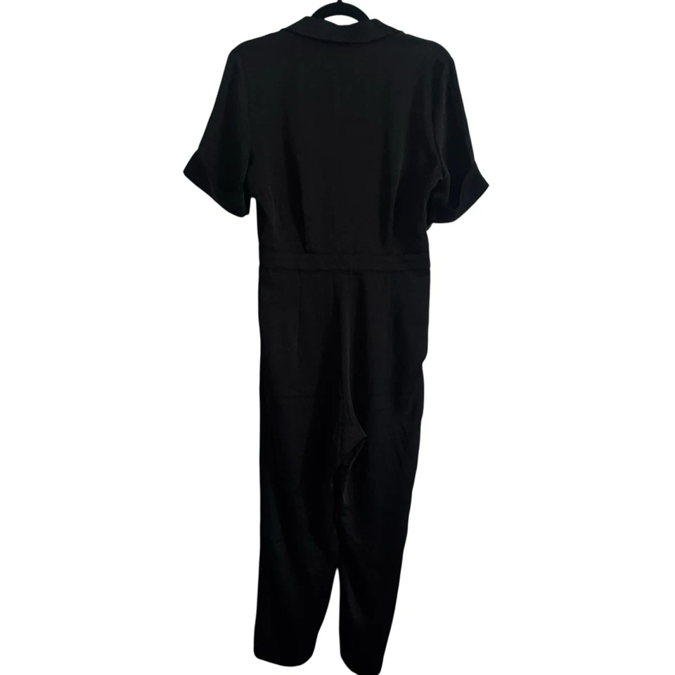 NUEVO CON ETIQUETAS H&M 6 Mono Esmoquin Negro Manga Corta Plisado Bolsillos Doble Pecho Foto 3 de 4