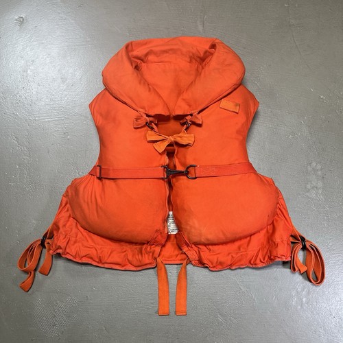 Vintage 70s US NAVY Fibrous Glass Life Jacket Preserver Vest USN Stencil Kapok
