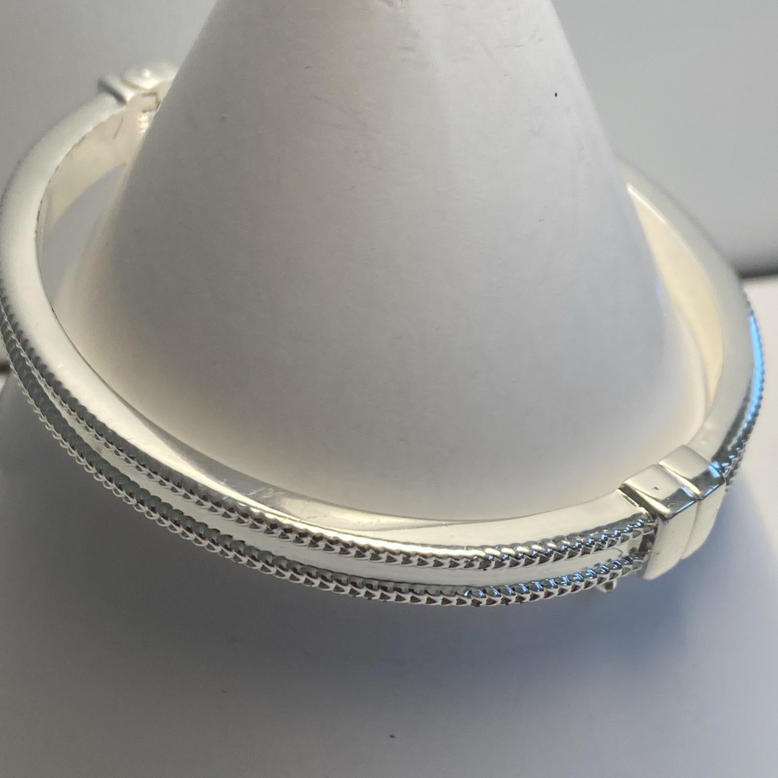 Talbots Signed, Silver Tone Bangle Bracelet. 7” - image 3