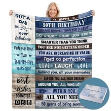 50th Birthday Blanket 50x60 Inch Men Women 50 Year Old Party Decor Washable