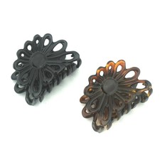 French Small Shell  Black Hair Claw Clips 2-Inch Jaw Clip Set of 2PCS