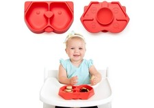 Nummy BOWL - Pure Silicone Bowl with Hidden Suction Cup for Babies- Red