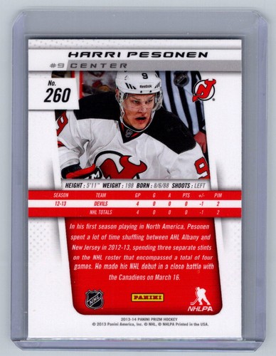2013 Panini Prizm #260 Harri Pesonen RC New Jersey Devils - Picture 2 of 2