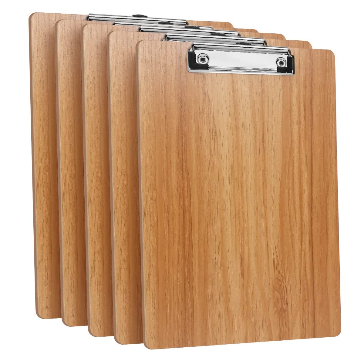 DONGLI 5 Pack A4 Clipboard,Wooden Clipboards with Low Profile Clip and Hanging H