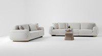 Wohnzimmer-Set Sofa Couchtisch Weiß Farbe Moderner Stil Holzrahmen Neu