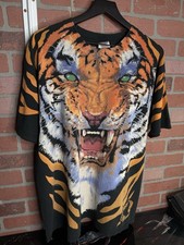 Vintage 90’s Tiger Liquid Blue T-Shirt Vtg AOP Tee Large