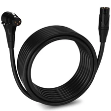 25 Feet Right Angle XLR Female to Male 3 Pin Mic Cord for Powered Speakers Au...