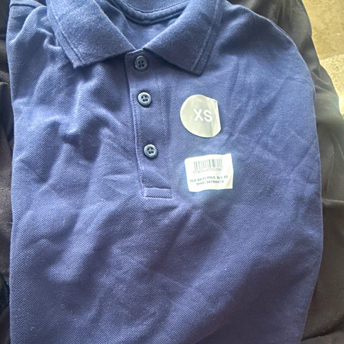 Men's Blue Solid Polo Shirt XS Regular Fit Collared Button Closure
