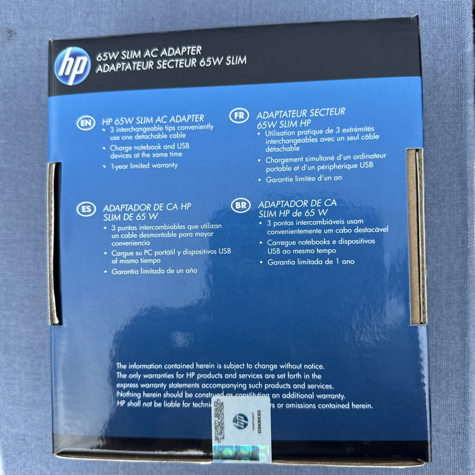 HP 65W slim AC Adapter open box never used - Image 2 of 3