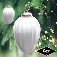 Christbaumkugelset In Zapfen-Form, 6Er Set | Glas, Creme, | H13,5Xb9,0Cm