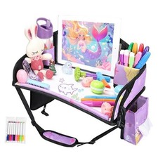 Kids Travel Tray for Airplane - Toddler Car Seat Table Tray, Purple Mermaid