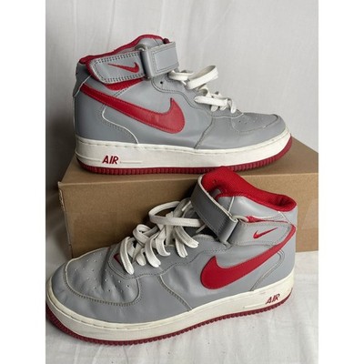 Nike Air Force 1 Mid 2003 Medium Grey Varsity Red 306352-061 Mens 9.5 Vintage