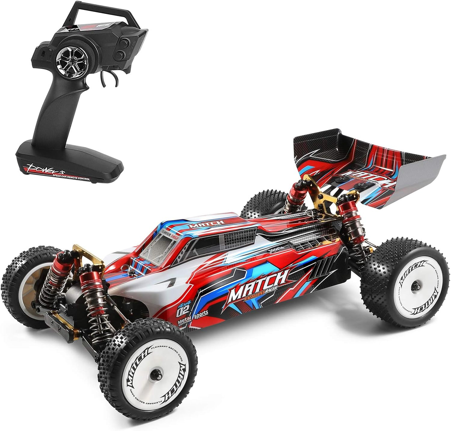 Wltoys 104001 RC Car, 1:10 Scale 2.4Ghz 4WD High Speed Racing Buggy, Aluminum Al