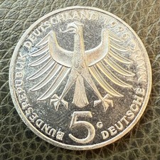 1975-G Germany 5 Mark Silver Coin KM#143 Federal Republic Albert Schweitzer