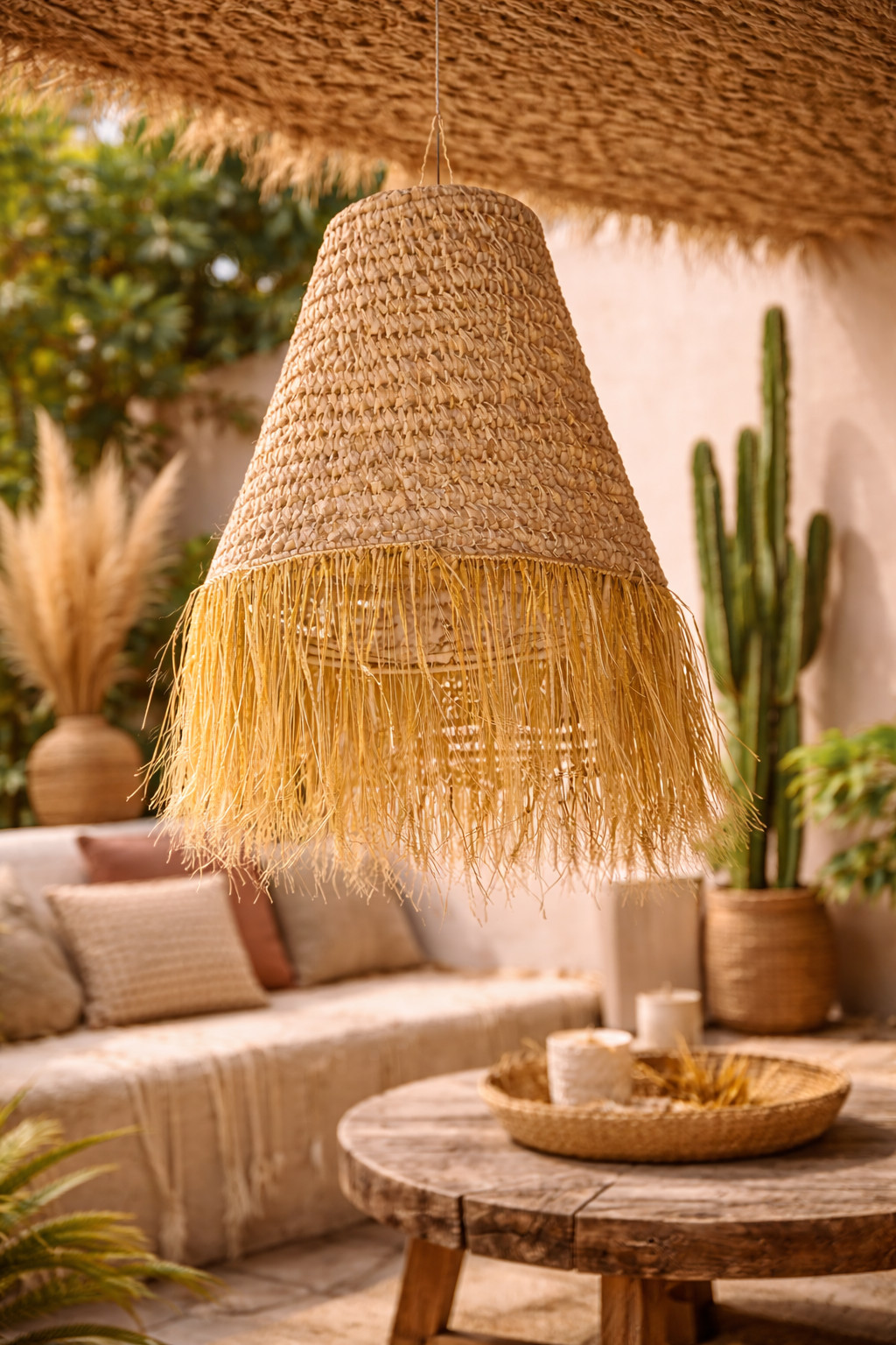 Suspension bohème ISOLA éclairage d'ambiance naturel pour balcon abrité et salle à manger