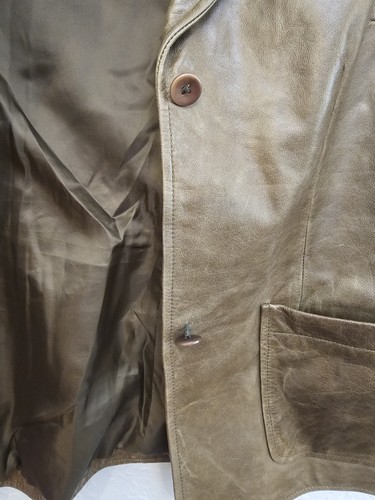 Vintage GAP Olive Green Genuine Leather Blazer Jacket Women's Size M - Picture 7 of 9