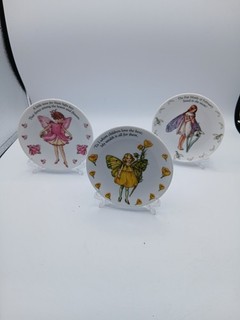 Flower Fairies Cicely Mary Barker Plates X3 12cm Wide Vgc
