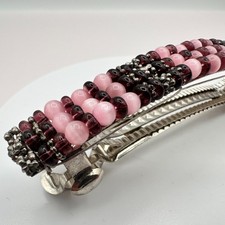 Vintage Y2K Beaded Barrette Hair Clip Silver Tone Boho Statement Women's Jewelry