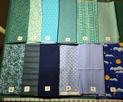 FQs 1/4 Yds Scraps Blue Aqua Turquoise Stripe dot Calico cotton quilting Fabric