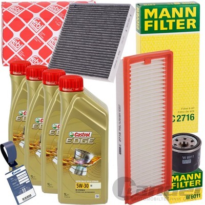 FILTERSET INSPEKTIONSPAKET+CASTROL 5W30 passend für SMART 451 / 61-120 PS