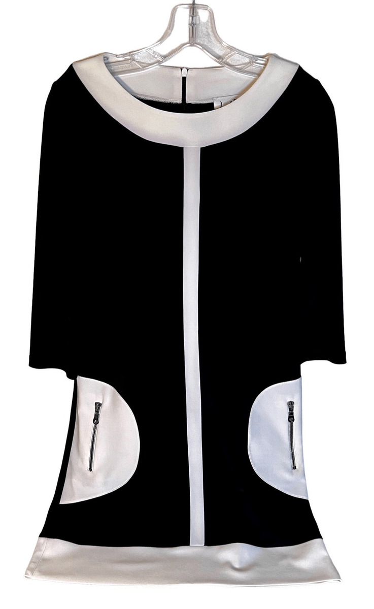Joseph Ribkoff Twiggy' Shift Dress Black & White Size 6 | eBay