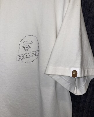 Bape Motor Sport Wide Shirt シャツ　XL Bape T Shirt XL White & Black Motorsport Logo Ape Front Bape