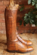 Bespoke Rare Vintage Henry Maxwell Brown Leather Officers boots Shoes Mens UK 8