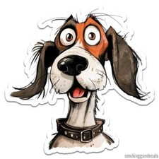 Happy Beagle Dog, Vinyl Decal Sticker, Indoor Outdoor, 3 Sizes, 12546