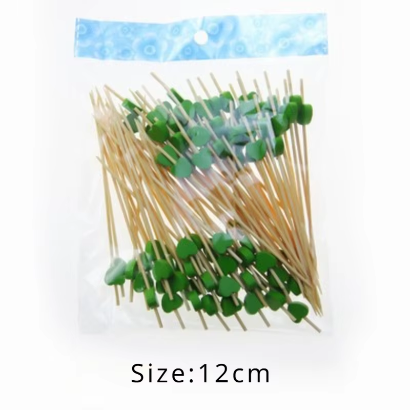 100Pcs Red Heart Fruit Bamboo Sticks Valentines Day Party Supplies Wedding