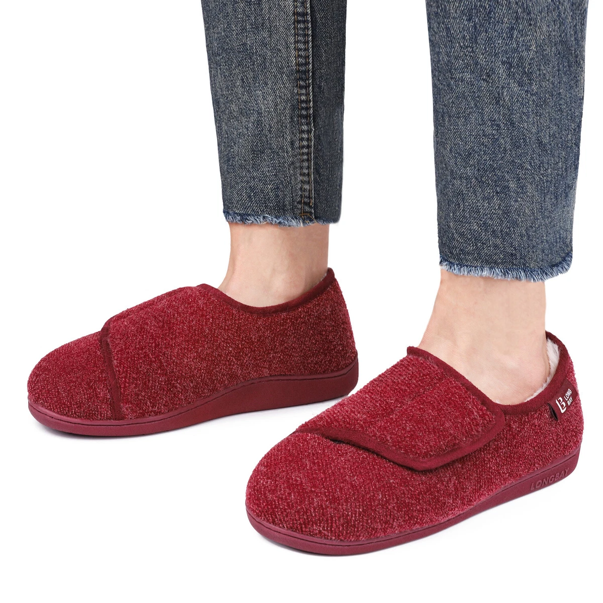 Women s Diabetic Wide Fit Memory Foam Slippers Comfy Easy Close