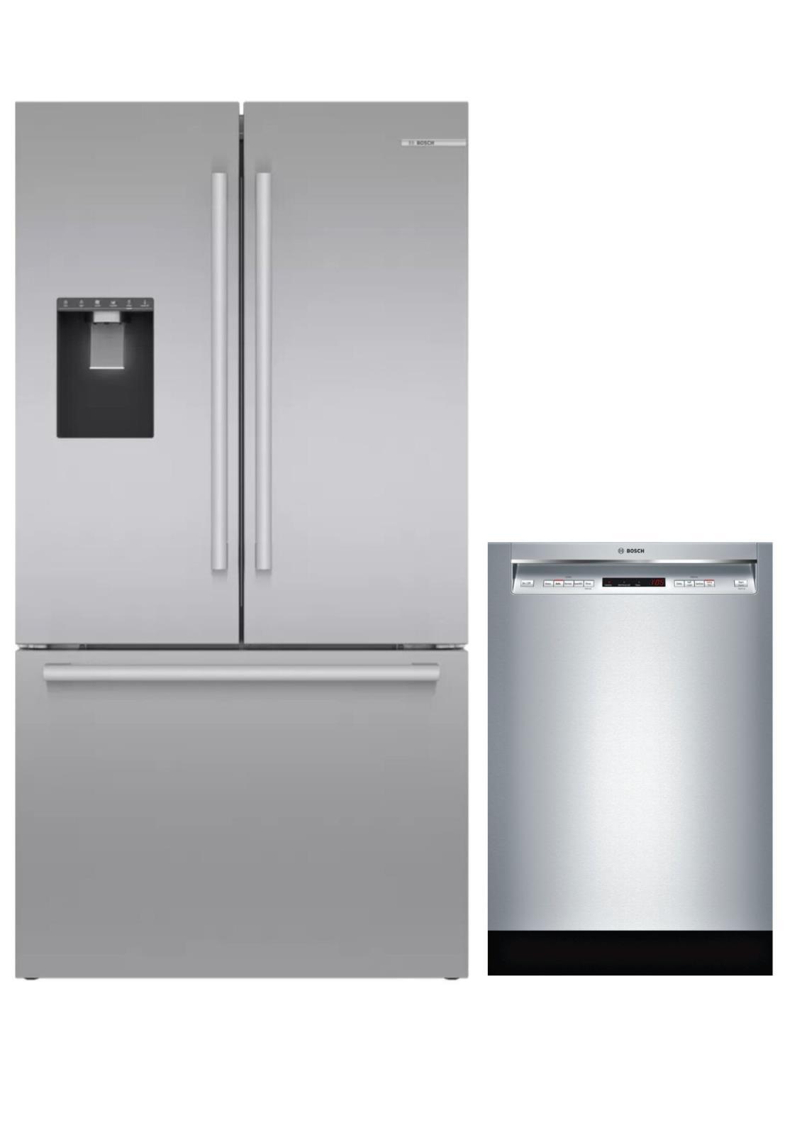 Bosch 800 Refrigerator B36FD50SNS + 300 dishwasher SHEM63W55N package