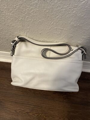 COACH Genuine Leather White Double-Zip Shoulder Purse Bag | eBay