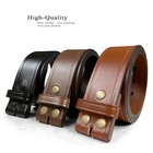 Alabama Two Lines Smooth One Piece Full Grain Cowhide Leather Belt Strap 1-3/4"