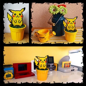 Details About Pikachu Pokemon Red Yellow Figure 3ds 64 Toy 8bit Pixel Art Hama Beads 6