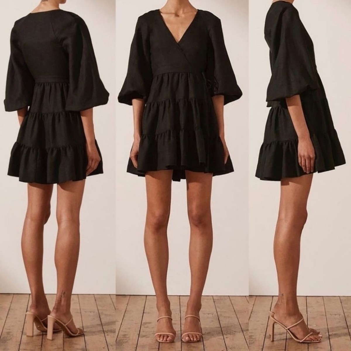 knee length dresses for ladies Shona Joy Elliot Draped Linen Mini Dress
