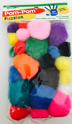 25 Pom-Pom Fuzzies Kids Craft for 5 yrs & up NIP 1994 Non-toxic No Wires 1994