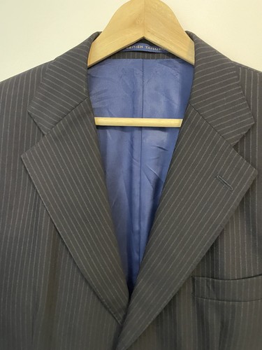 St Michael Vintage M&S Wool Cashmere Suit Jacket Size 42 Short Blue Pinstripe - Picture 6 of 15