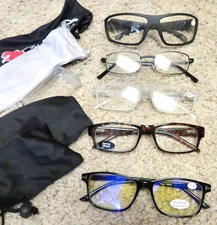 Lot of 5 NEW Men's Reader eyeglasses +1.50 strength RX Sight, Amberlin, Yogo