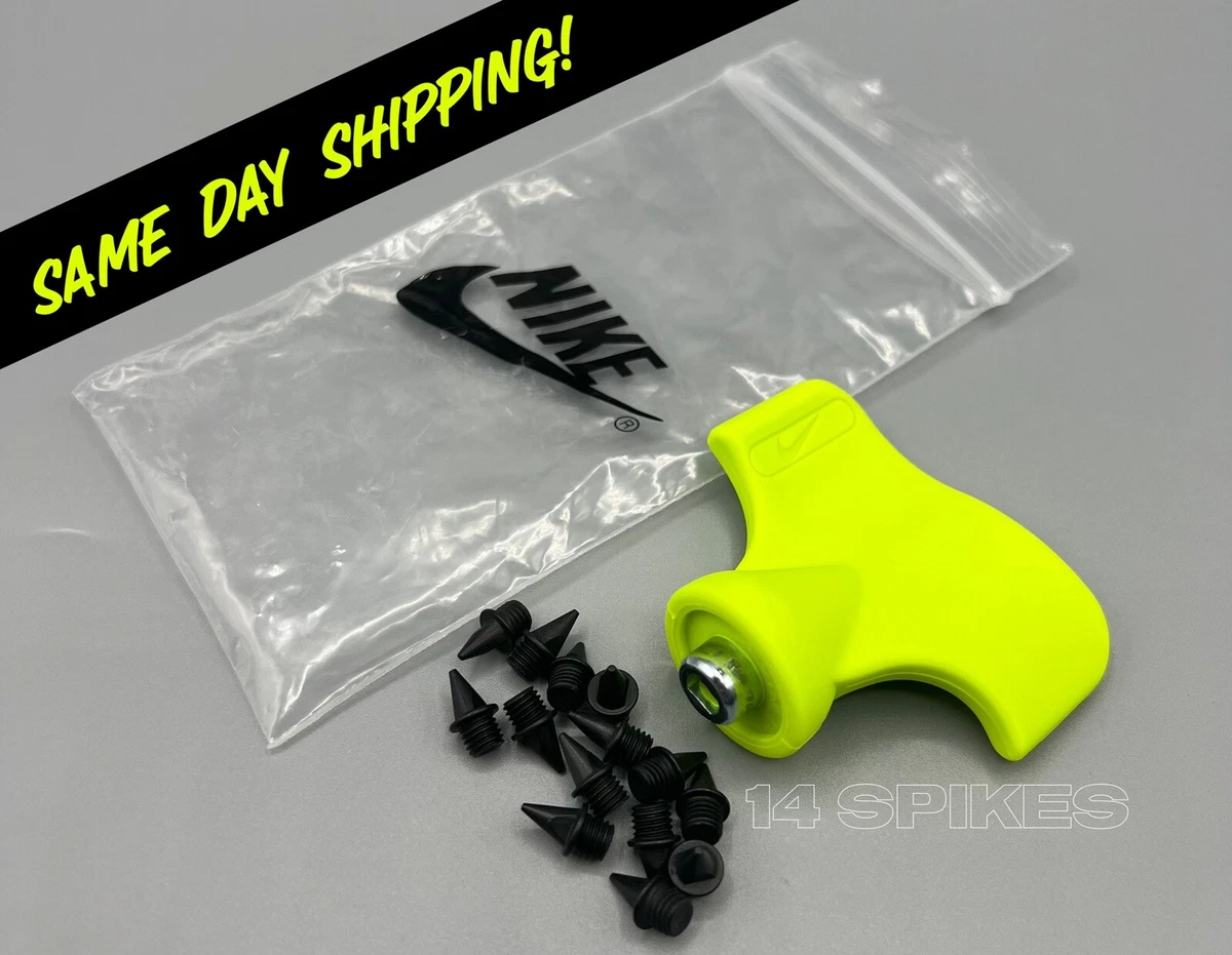 Nike Track and Field 14 Pyramid Black Metal Spikes 1 4 With Wrench Neon Tool